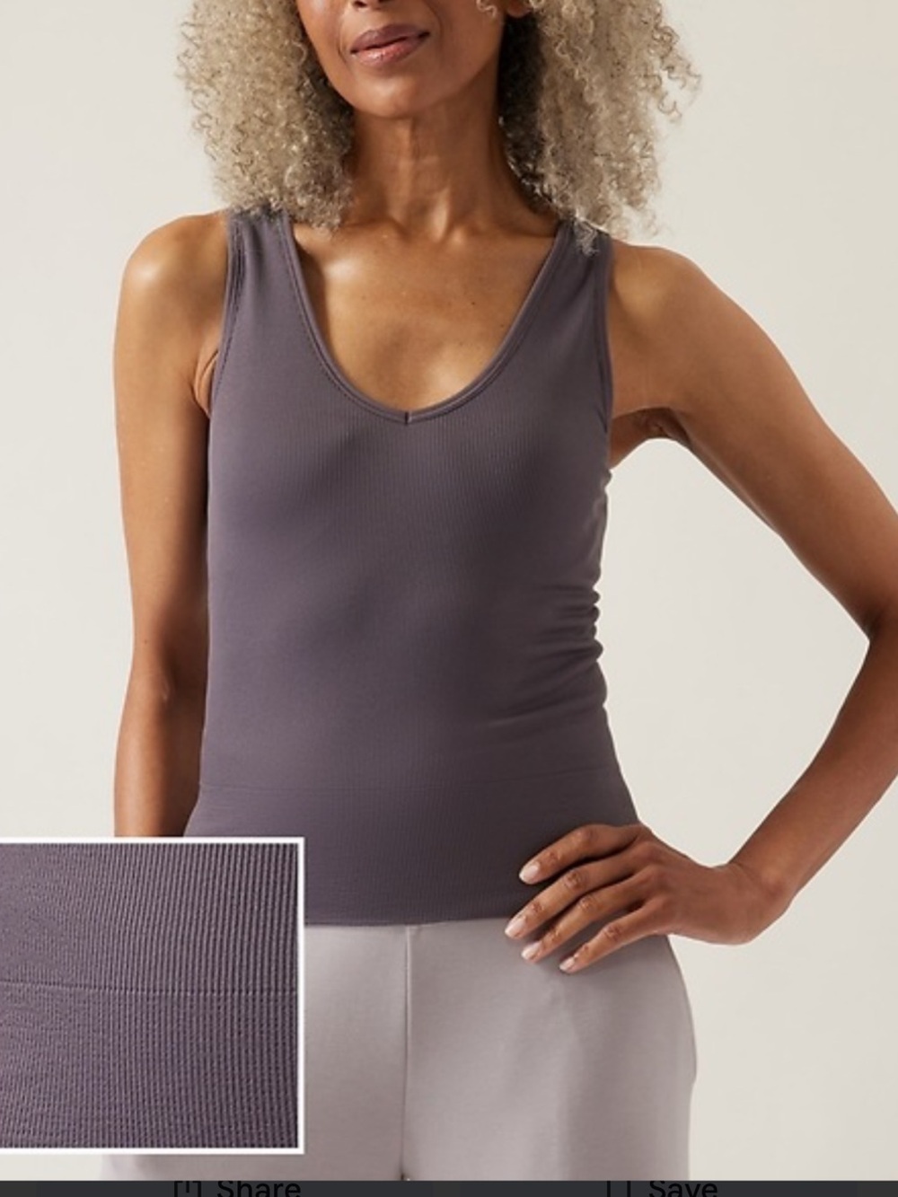 Athleta Aurora Seamless V-Neck Ribbed Tank Top, size small